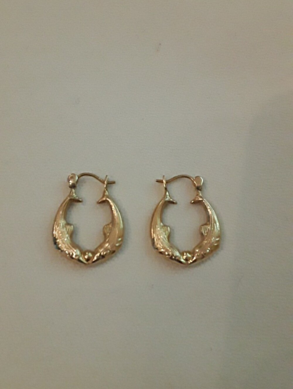 14K solid gold small Dolphin hoop earrings